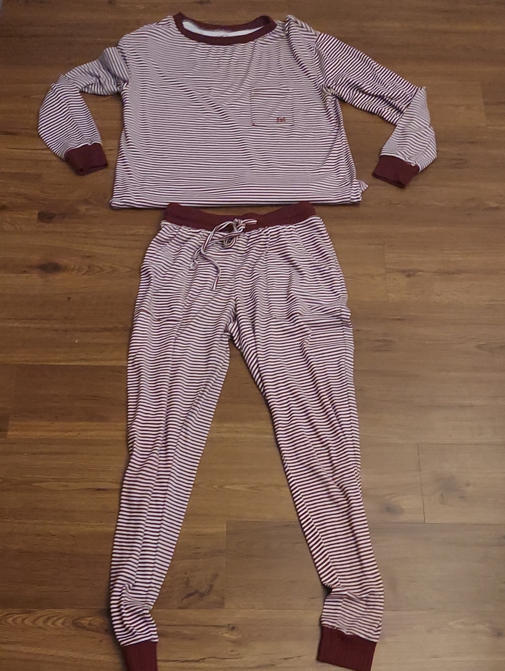 Born Burgundy & White Striped Pajama Set